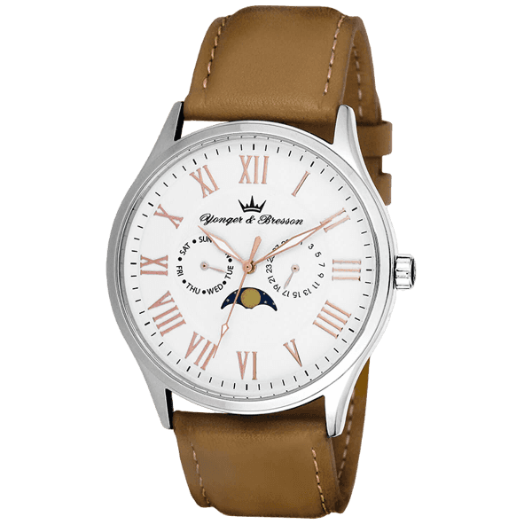Montre Homme Wonger & Bresson - Quartz - Cadran Blanc - Bracelet Acier Marron - Occasion