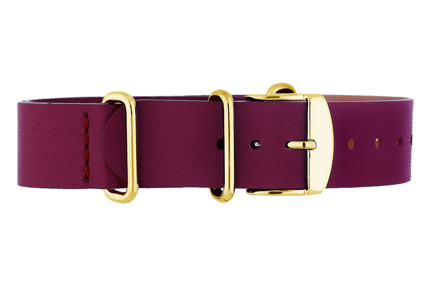 Yonger & Bresson Bracelet nato cuir Bracelet nato cuir aubergine femme 18 mm