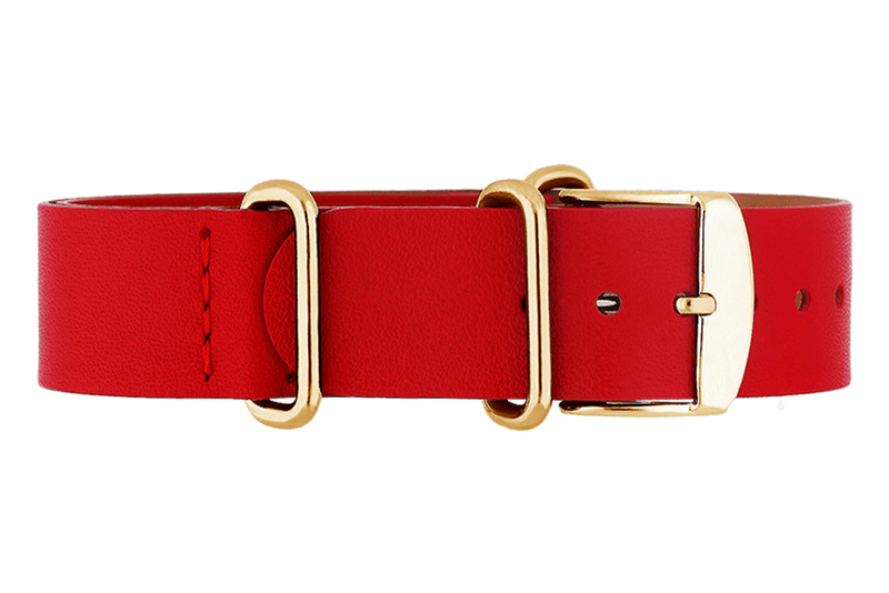 Yonger & Bresson Bracelet nato cuir Bracelet nato cuir rouge femme 18 mm