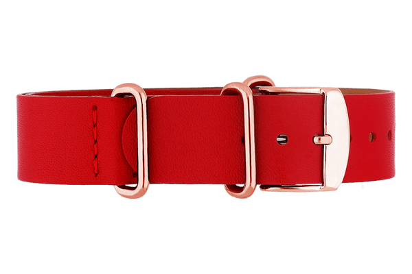 Yonger & Bresson Bracelet nato cuir Bracelet nato cuir rouge femme 18 mm