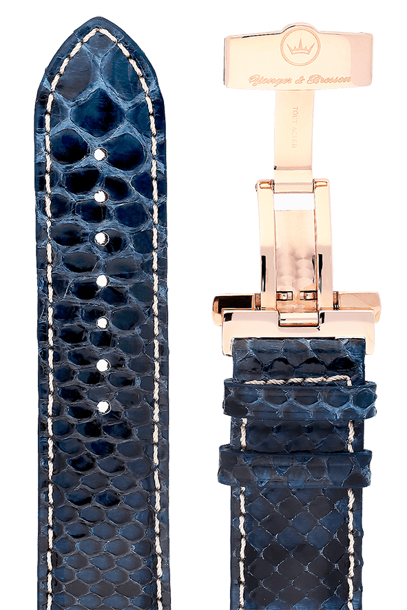 Yonger & Bresson Bracelet cuir Bracelet cuir bleu homme 22 mm