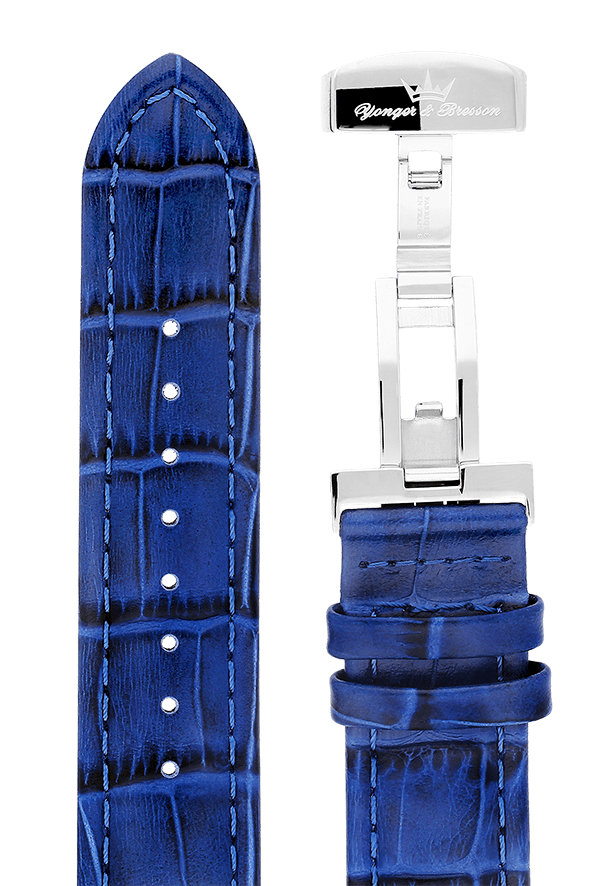 Yonger & Bresson Bracelet cuir Bracelet cuir bleu homme 22 mm