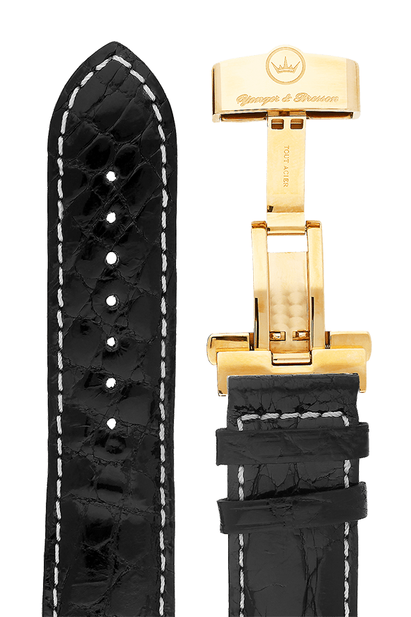 Yonger & Bresson Bracelet cuir Bracelet cuir noir homme 22 mm