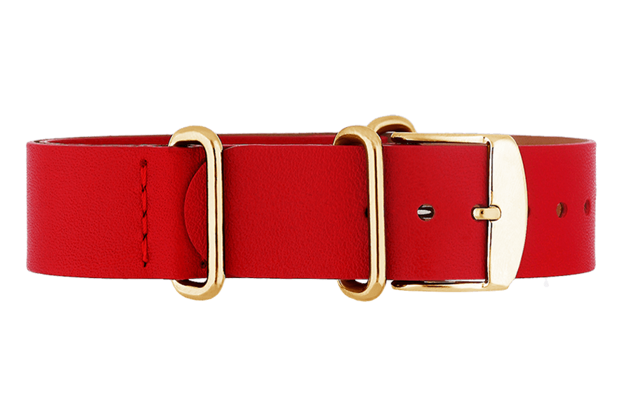 Yonger & Bresson Bracelet nato cuir Bracelet nato cuir rouge femme 18 mm