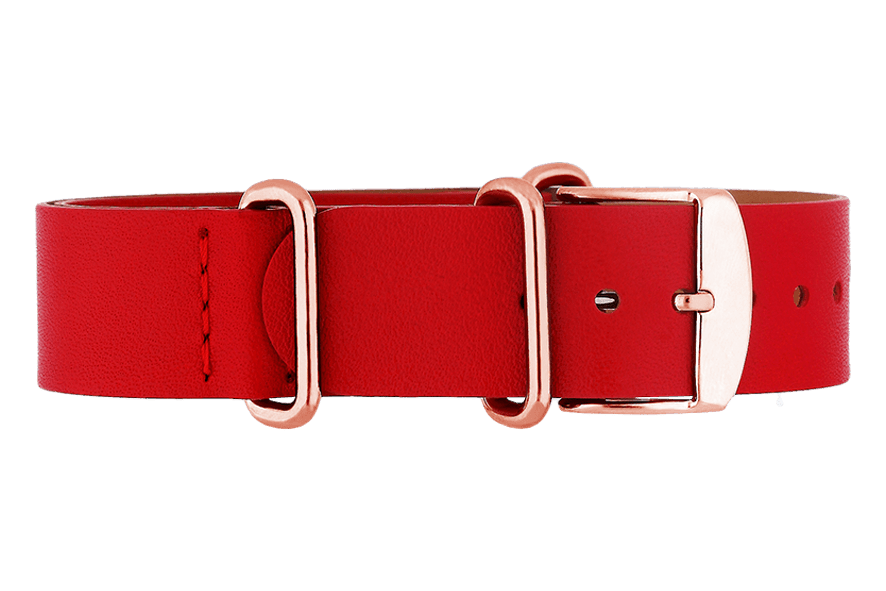 Yonger & Bresson Bracelet nato cuir Bracelet nato cuir rouge femme 18 mm